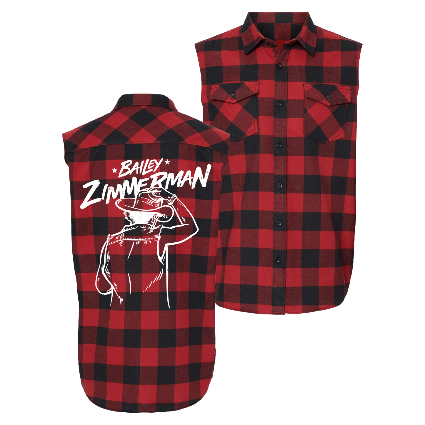 Tip Your Hat Black Red Sleeveless Flannel
