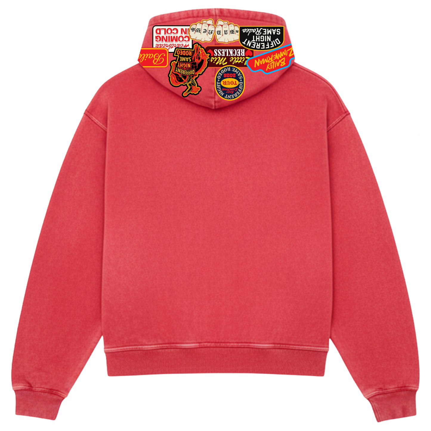 BZ Patch Collage Vintage Red Pullover Hoodie