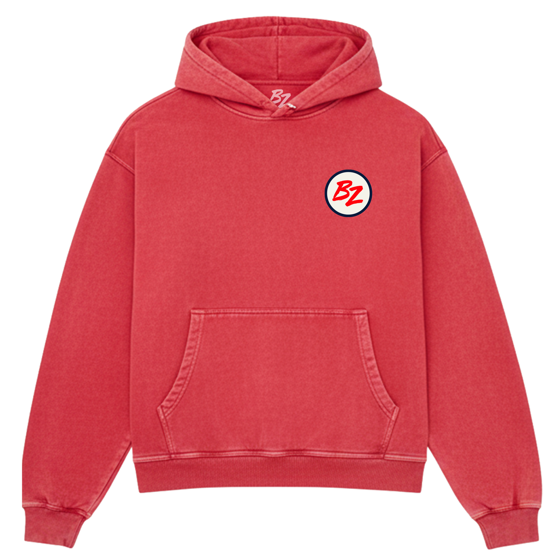 BZ Patch Collage Vintage Red Pullover Hoodie
